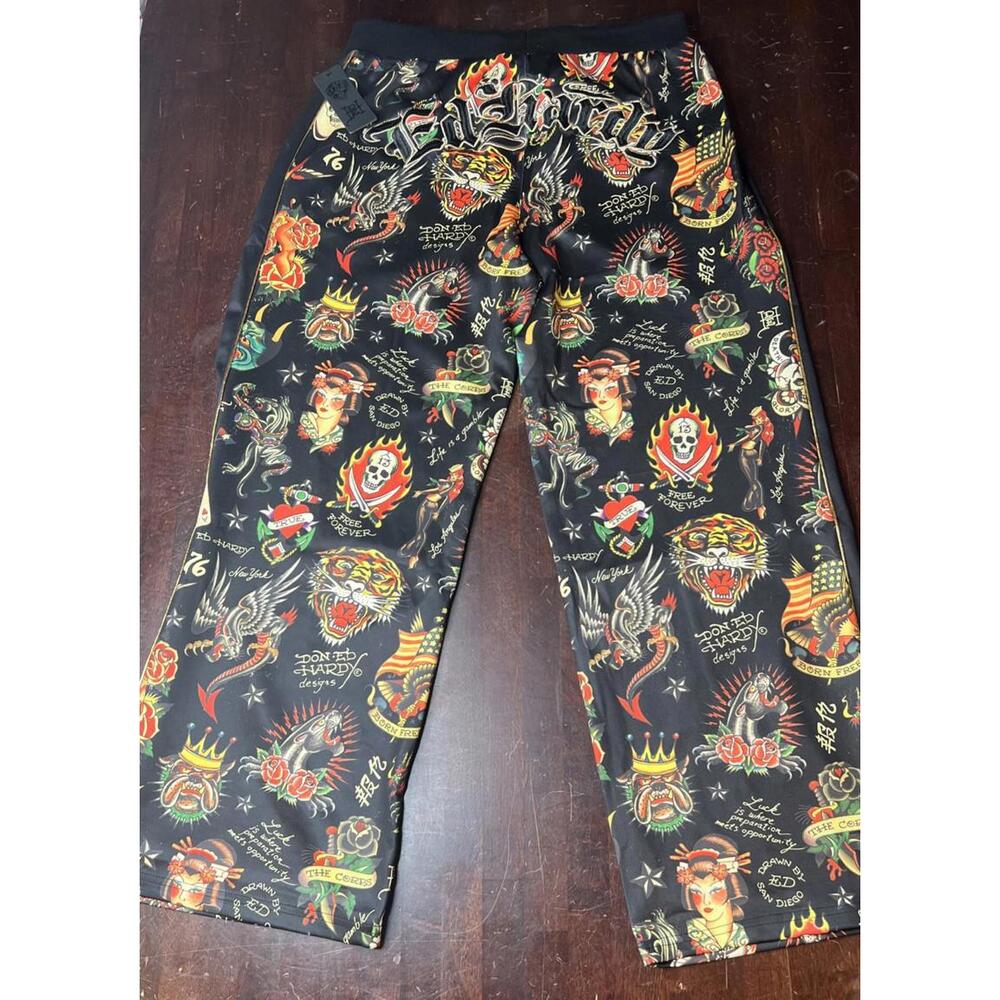 Ed Hardy RARE AOP Y2K Cotton Pajama Lounge Pants, Size Large Super Comfort Baggy
